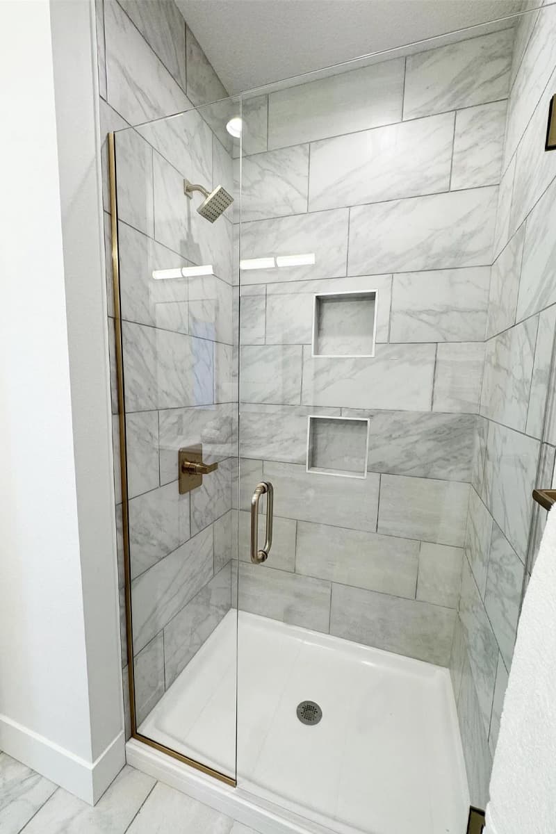 Bathroom walk in shower with glass door