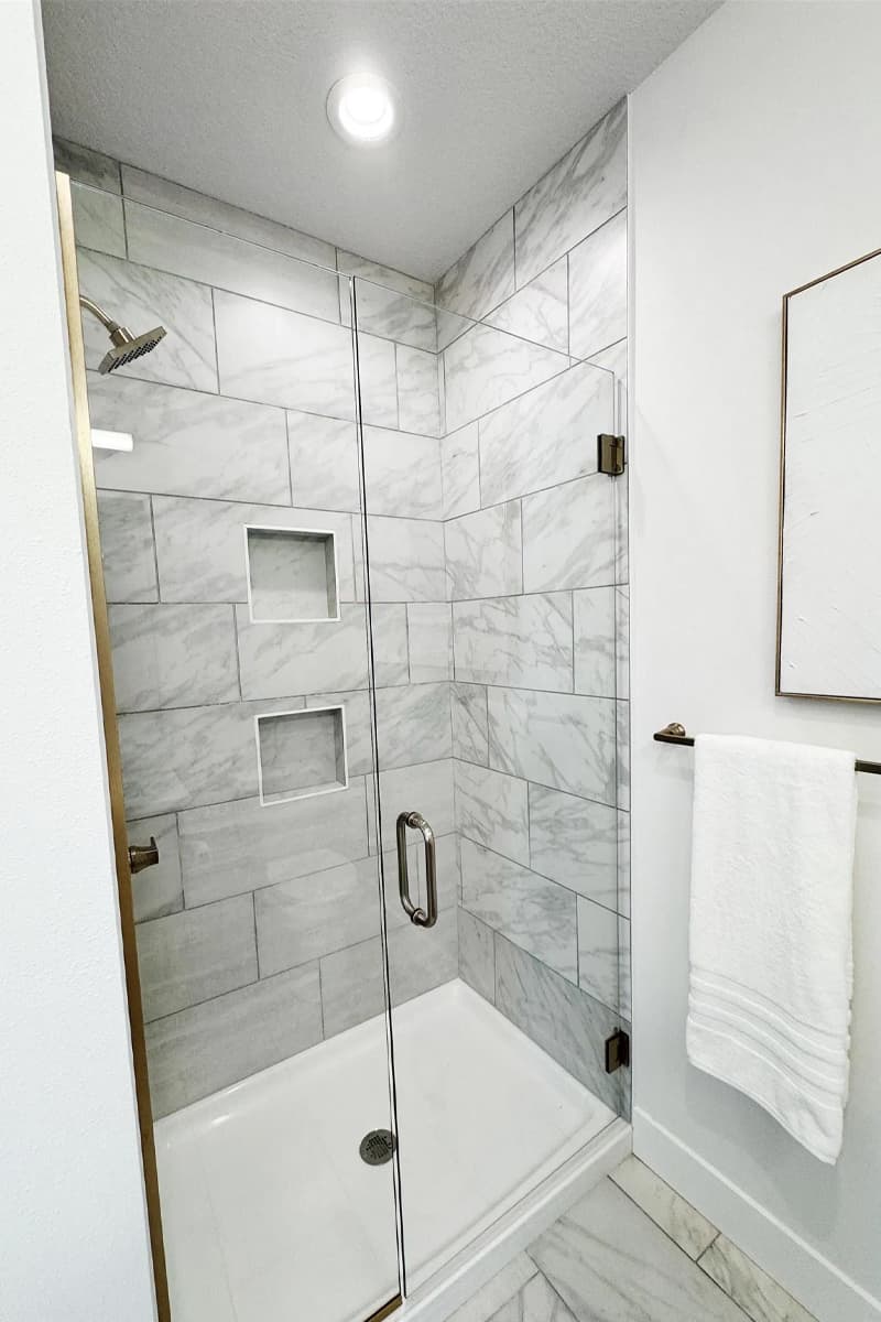 Bathroom walk in shower with glass door