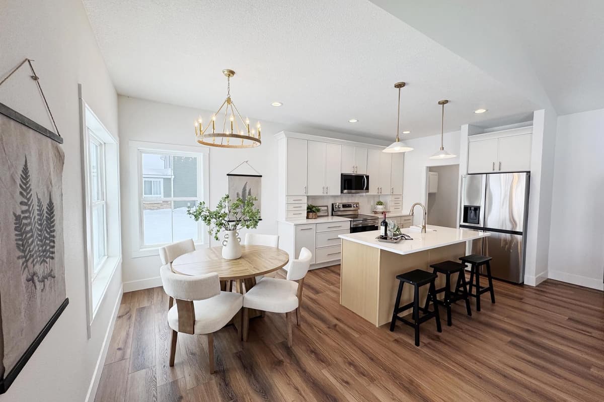 Open kitchen with dining table